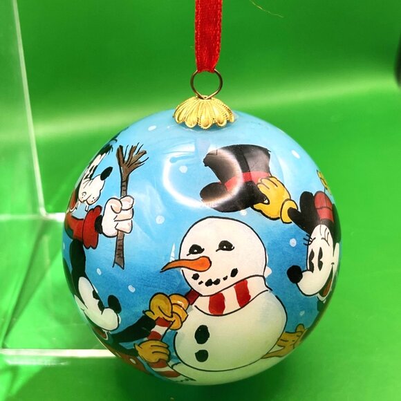 Disney Inside Reverse Painted Glass Christmas Ornament Mickey Minnie Donald Goof - Picture 3 of 12